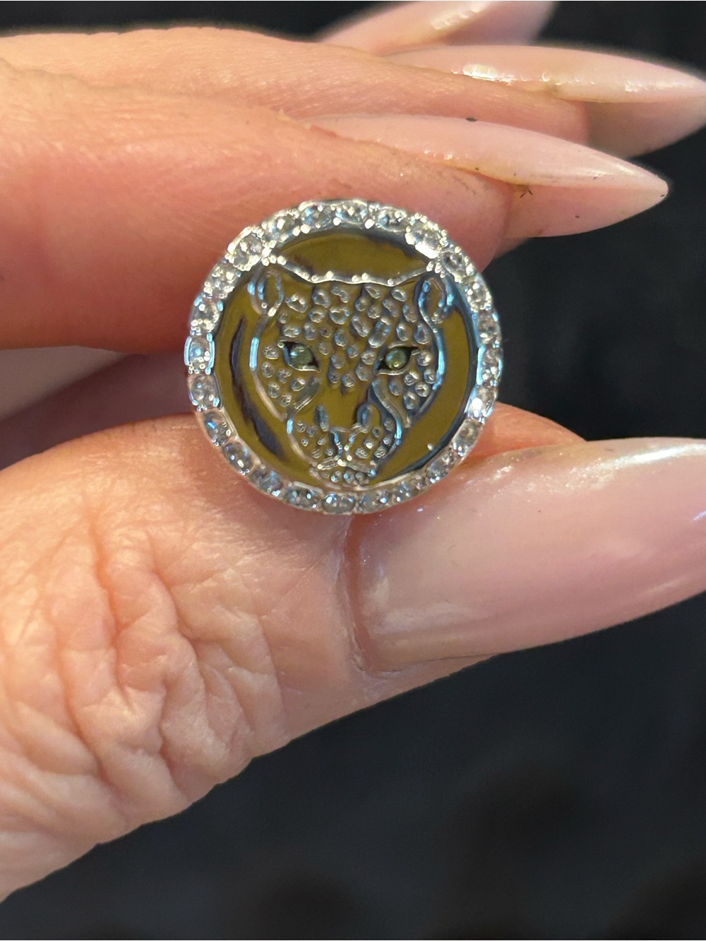 Swarovski 2019 Leopard Tack Pin-Green Crystal Eyes